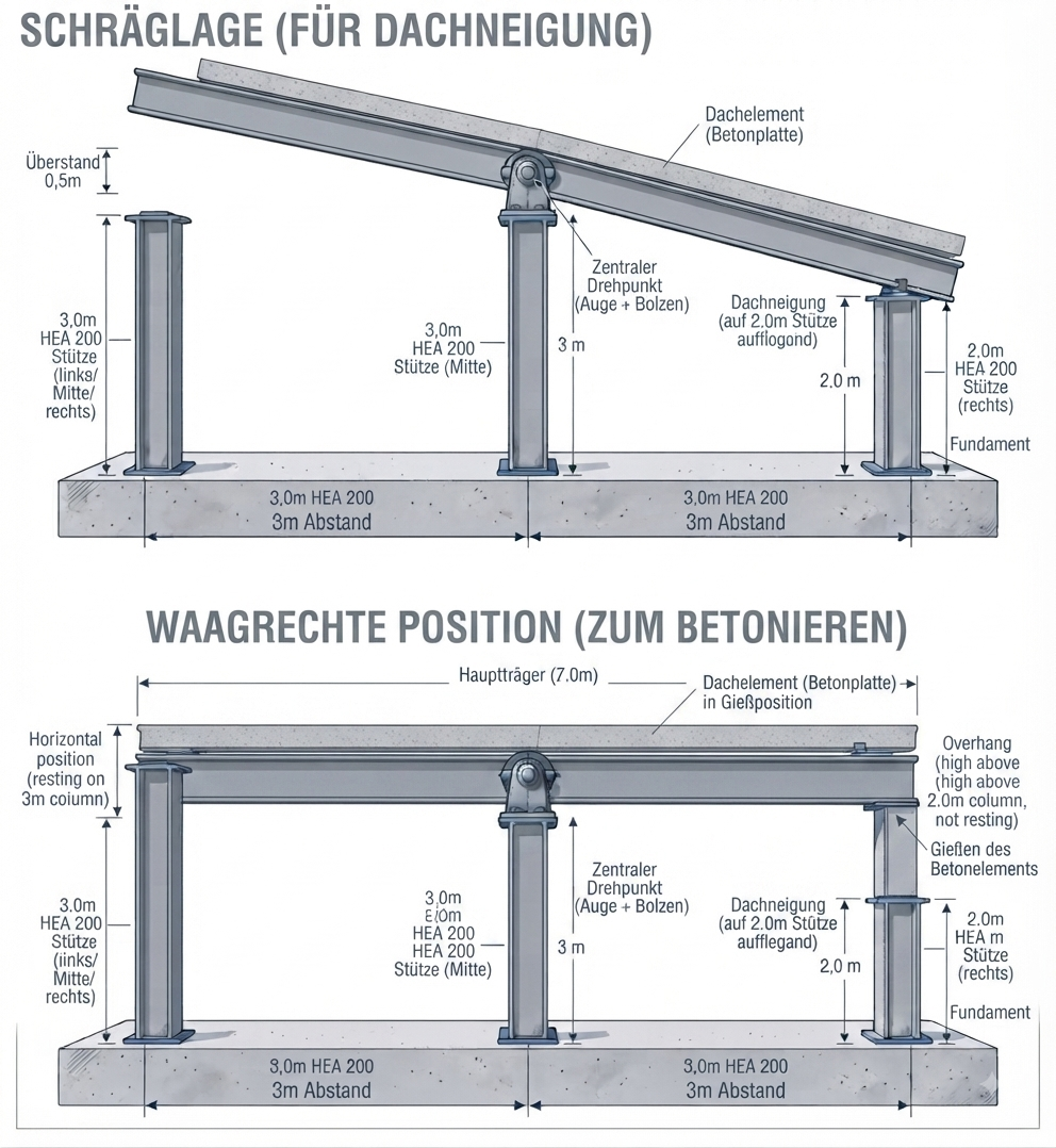Betondach Konstruktion